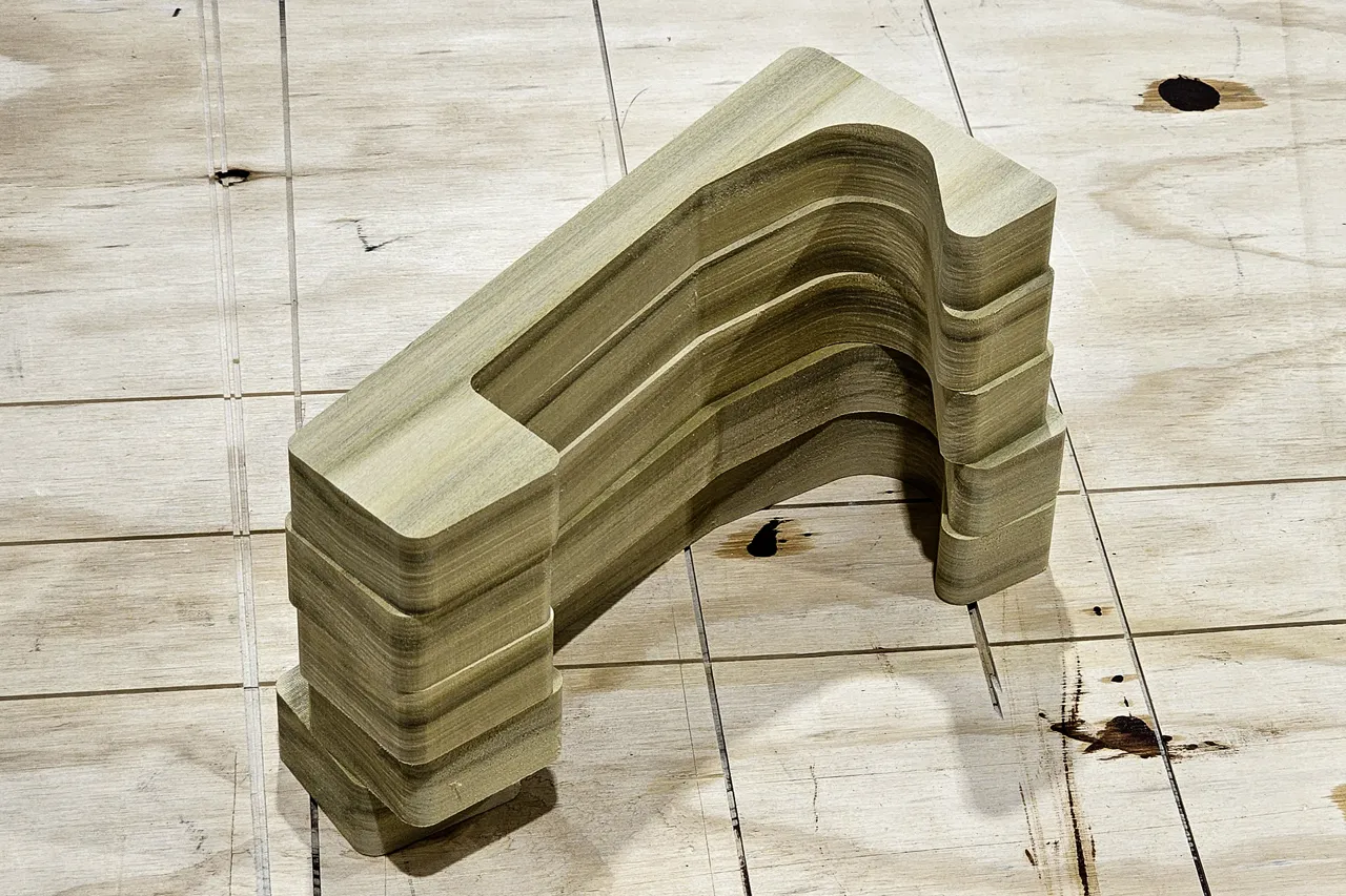 Prototype hardwood parts made with a CNC router